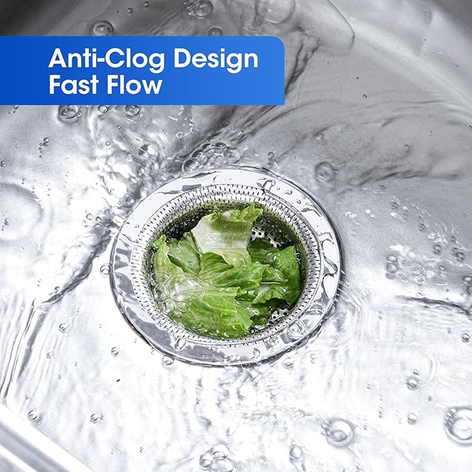 2 Pack 4.5" Kitchen Sink Strainer with Handle,Stainless Steel Sink Drain Strainer Basket, Kitchen Food Catcher for Sink Drain, Anti-Clog Design, Fast Flow, Dishwasher Safe.