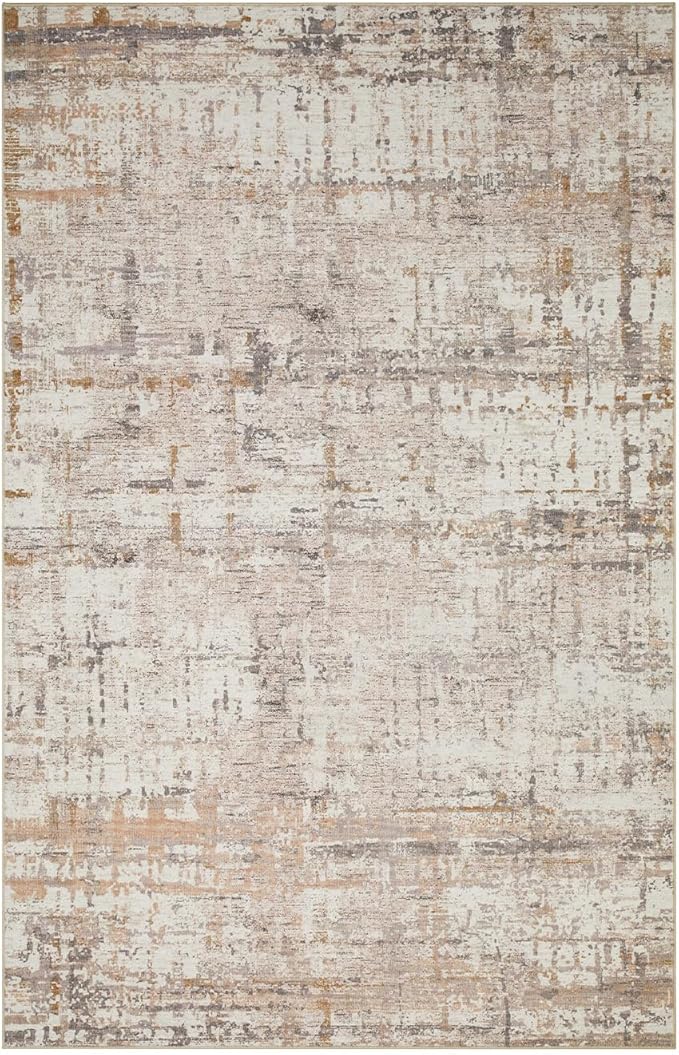 3x5 Washable Entryway Rug, Non Slip Boho Runner Rugs for Hallway, Entrance, Kitchen, Bathroom, Laundry Room, Soft Entryway Carpet, Throw Low Pile Retro Imitation Wool Carpet, Beige Grey