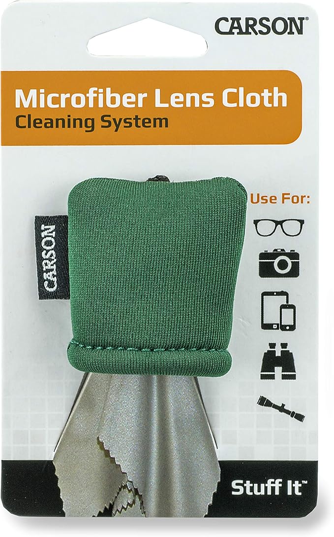 Carson Stuff-It Microfiber Lens Cloth Cleaning System for Eyeglasses, Smartphones, Tablets, Optics, Lenses, Cameras and More