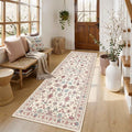 2x6 Floral Runner Rug, Washable Runners for Hallways, Pink Vintage Boho Kitchen Rugs, Non Slip Hallway Runner Carpet for Indoor Hallway, Kitchen, Laundry Room and Bathroom