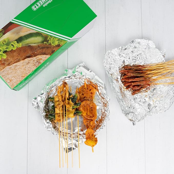 Aluminum Foil Wraps - 500 Precut Sheets, 12 x 10.75 Inch, Pop-Up Interfolded Foil for Baking, Grilling, Roasting, Cooking or Storing Food
