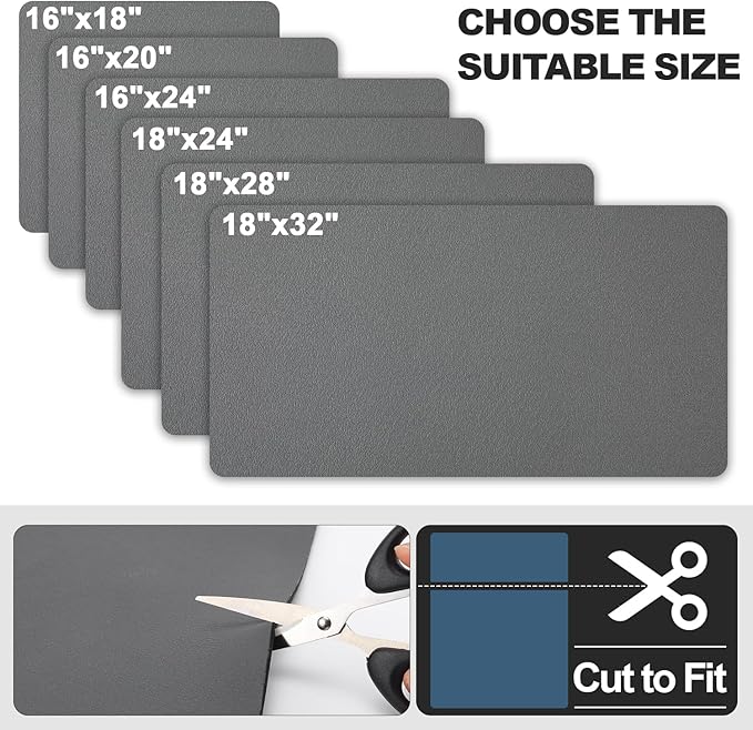 Dish Drying Mat for Kitchen Counter | Coffee Bar Mat for Countertops | Heat Resistant Drainer Mat with Non-slip Rubber Backed | Hide Stain Kitchen Absorbent Draining Mat | Dark Grey 18"x28"