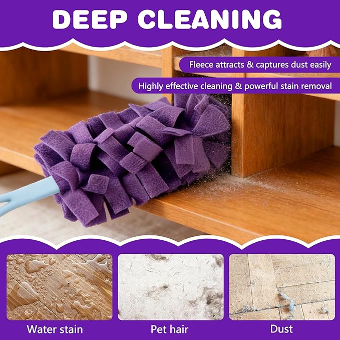 Duster Refill Reusable Fleece Duster Refills, Washable 360° Heavy Duty Dusters Refills Cleaning Pads for Home, Blinds, Car, Pet, Furniture, Fans (5 Pack-Mixed Color)