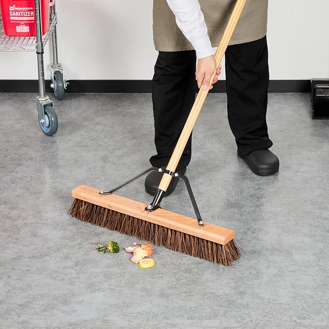 Restaurantware-BROOM HEAD ONLY: Clean Tek Professional 24-Inch Indoor Broom Head, 1 Heavy-Duty Push Cleaning Tool - Handle And Brace Sold Separately, Palmyra Bristles, Wooden, Outdoor Use