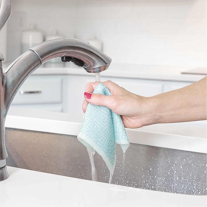 ELYN Swedish Dishcloths, Reusable & Washable Sponge Cloths, Absorbent Cleaning Paper Towels for Kitchen, Dishes, Counters and More, 5 Pack, Assorted Magnolia & Gingham Patterns