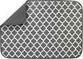 S&T INC. Dish Drying Mat XL, 18” x 24”, Absorbent Microfiber Kitchen Counter Mat, Dish Drying Pad for Dishes, Utensils, Pots and Pans, Extra Large, Pewter Grey Trellis