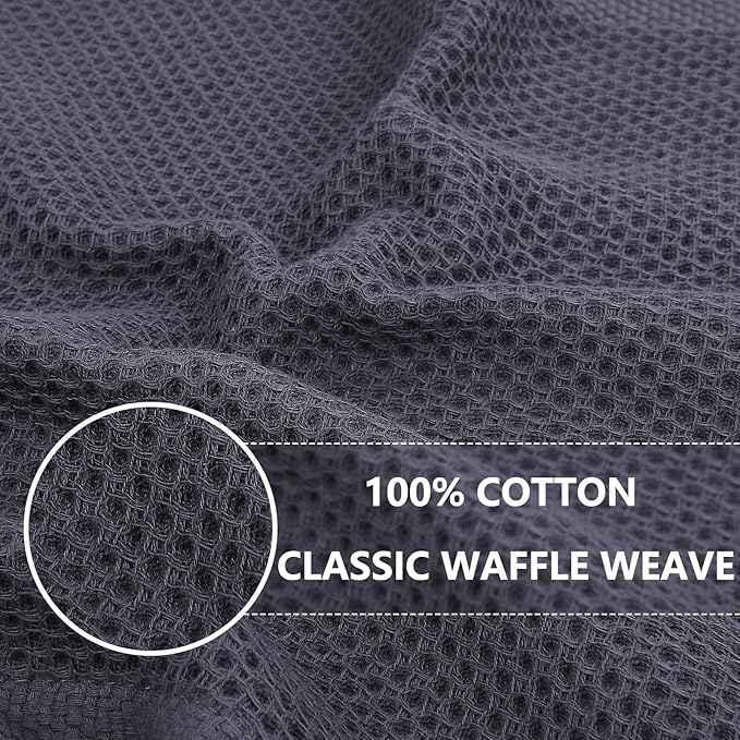 Homaxy 100% Cotton Waffle Weave Kitchen Dish Towels, Ultra Soft Absorbent Quick Drying Cleaning Towel, 13 x 28 Inches, 8-Pack, Multicolor