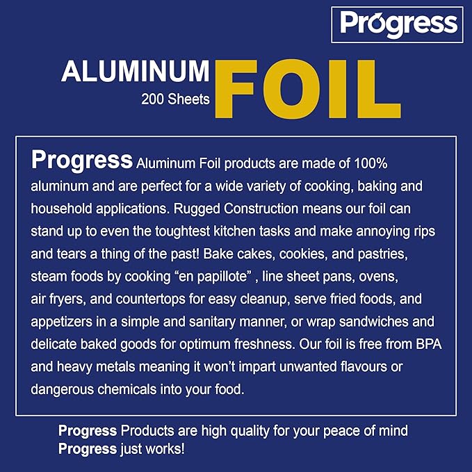 Pop-Up Aluminum Foil Wrap Sheets 9 x 10 3/4 Silver 200 per Box - Non-stick Heavy Duty aluminum foil sheets for Restaurants, Delis & Catering (9" x 10 3/4", 200)