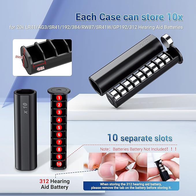 (2 Pack)LR41 Battery Holder,AA Size Coin Cell Battery Case for 20x LR41/AG3/SR41/192/384/RW87/SR41W/GP192/312 Hearing Aid Batteries,LR41 Button Storage,Allow to fit in AA Battery Slot