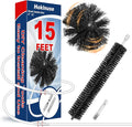 HOKLNUSE Dryer Vent Cleaner Kit Ducts Cleaning Kit for Dryer Air Duct HVAC Vent Fireplace Chimney Pellet Stove Gutter Downspout Dryer Vent Lint Removers with 1.5"&4" Brush Heads (15Feet)