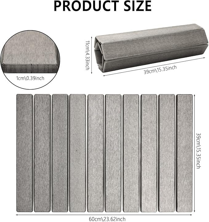 Large Stone Dish Drying Mat for Kitchen Counter, Stone Drying Mat for Kitchen Counter, Quick Dry Absorbent Diatomaceous Earth Mat for Dishes, Cups, Bottles, Any Countertop, 24"×16", Gray