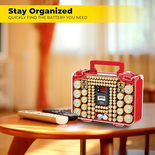 Ontel Battery Daddy Smart - Battery Organizer Storage Case with Tester,Stores & Protects Up to 150 Batteries,Clear Locking Lid,As Seen On TV,Smart - 150 Batteries (BADAS-MC4),(Pack of 4)