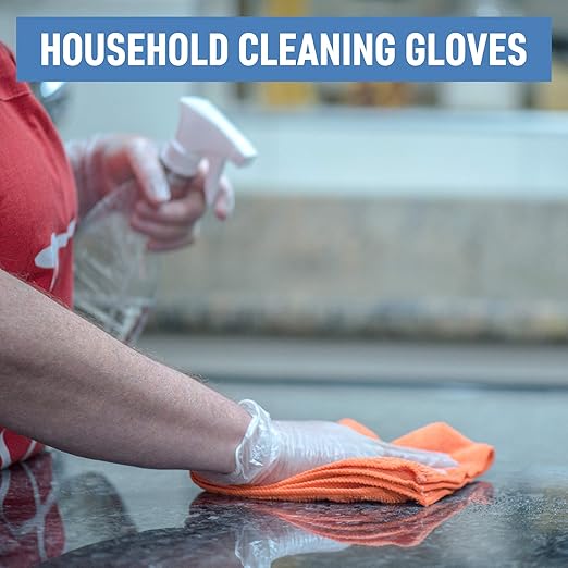 Powder Free Disposable Gloves X Large, [1000 Count] - 4 Mil Clear Vinyl Gloves- Extra Strong, 4 Mil Thick - Latex Free, Food Safe, Medical Exam Gloves, Cleaning Gloves - 10 Boxes of 100