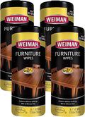 Weiman Wood Cleaner and Polish Wipes - 4 Pack (120 Wipes) - for Furniture to Beautify and Protect No Build-Up Contains Ultra Violet Protection Pleasant Scent Surface Safe - 30 Count Each,30 Count (Pack of 4)