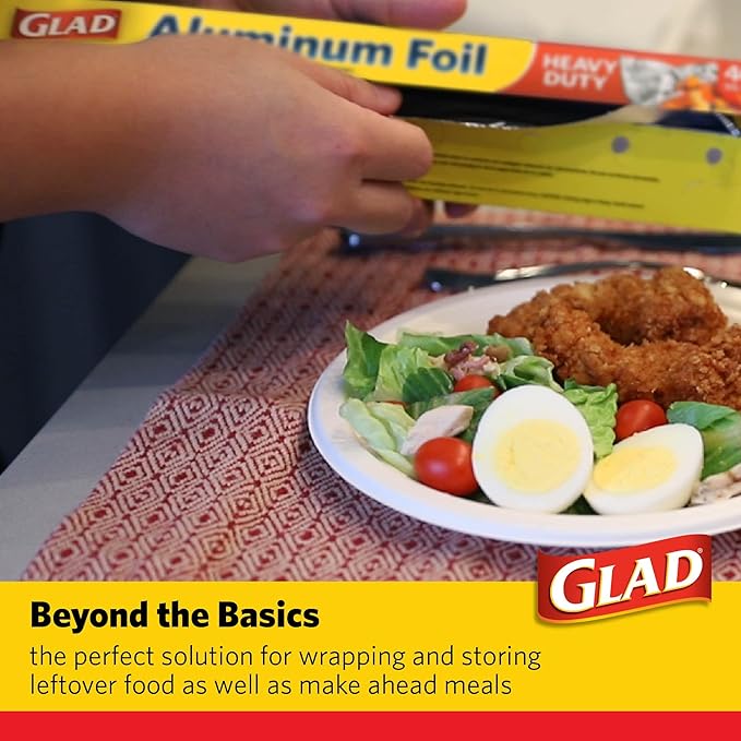 Glad Heavy Duty Aluminum Foil, 40 Square Feet | Aluminum Foil For Grilling, Roasting, Baking