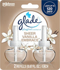 Glade PlugIns Refills Air Freshener, Scented and Essential Oils for Home and Bathroom, Sheer Vanilla Embrace, 1.34 Oz, 2 Count