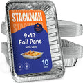 Aluminum Pans 9x13 Disposable Aluminum Foil Pans with Lids [10-Sets] Large Baking Pan Trays - Heavy Duty Tin Tray & Lid - Half Size Chafing Dishes for Roasting, Cooking, Heating or Steam