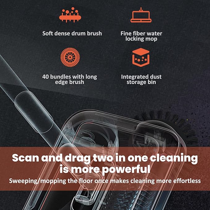 Floor Sweeper, 2-in-1 360° Rotating Hand Push Sweeper with Long Handle, High-Efficiency Manual Carpet & Hard Floor Cleaning Tool for Home & Office.
