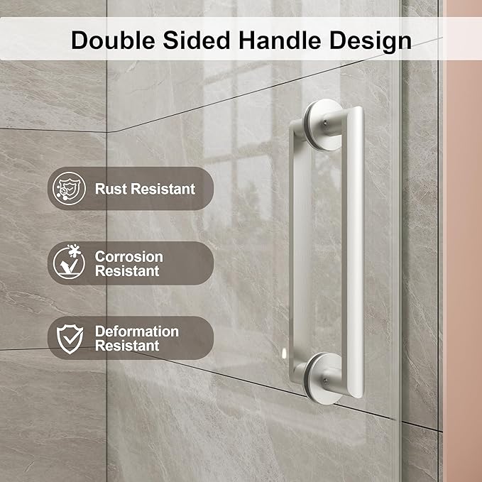 Frameless Bathtub Shower Door, Tub Sliding Door with Nano Coating & Safety Film, 1/4" (6mm) SGCC Tempered Glass，Adjustable 55"-60" W x 60" H, Brushed Nickel