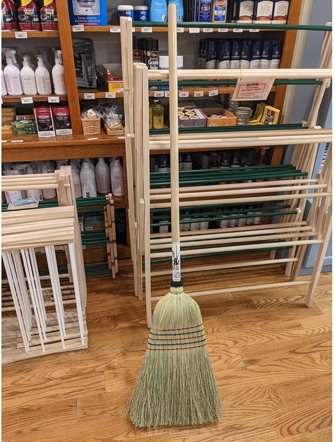 Lehman's Amish-Made Barn Broom - Large Authentic Corn Straw Broom with Hardwood Handle, Natural, 57 inches