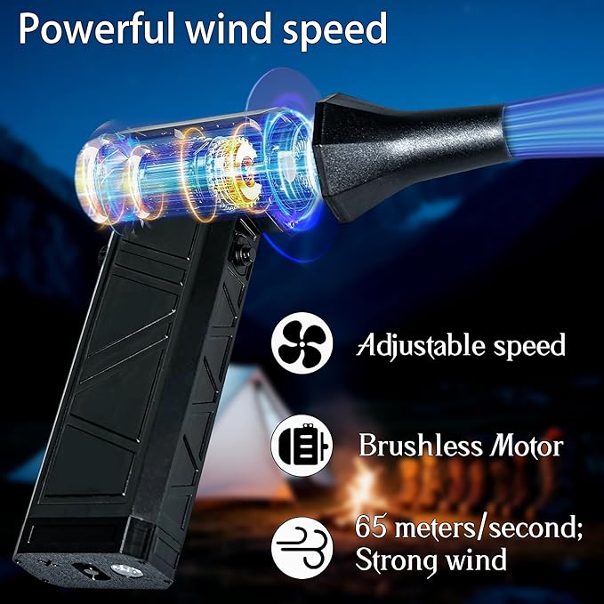 140000 RPM Compressed Air Duster and Vacuum 2-in-1, Electric Duster with LED Light, Stepless Speed, 8000mAh 21700 Battery, Keyboard Cleaner for PC Removal Outdoor Barbecue (Black)