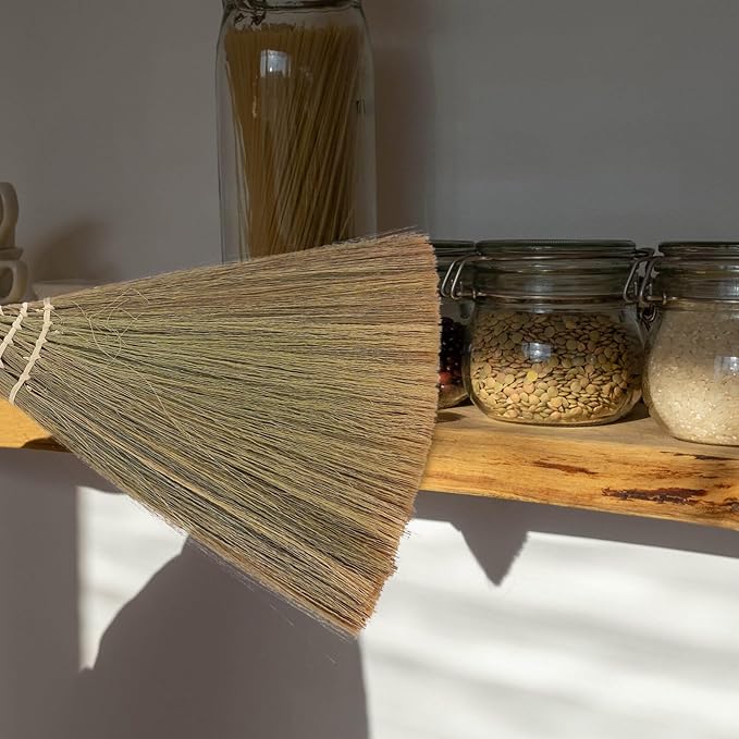 Soft-Haired Mini Broom 12.20 Inch Short Handle Dust Sweeper for Indoor Cleaning Tabletop Hardwood Floors Home Supplies