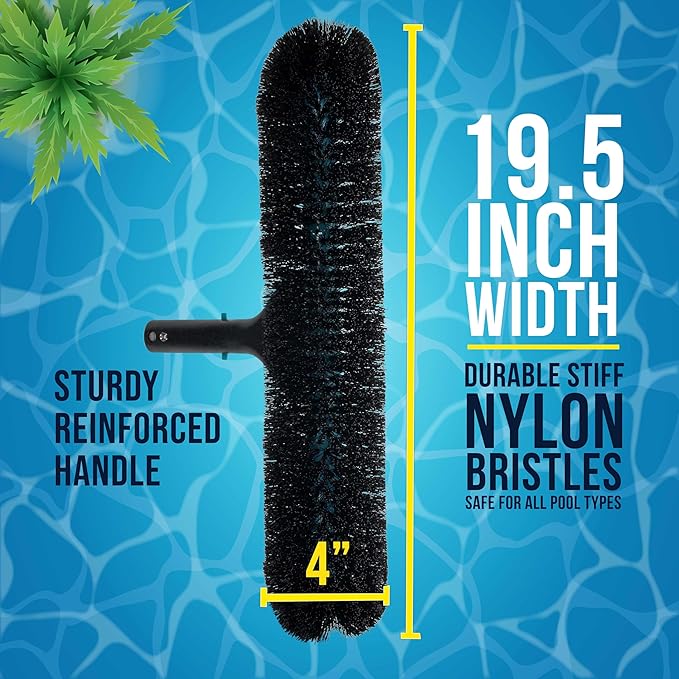 U.S. Pool Supply Pool Brush Head for Inground Pools - Heavy-Duty 18" Swimming Pool Brush with Pole Handle, 270° Bristle Scrub Brushes, Above Ground Cleaning Equipment Scrubber Cleaner Leaves Debris
