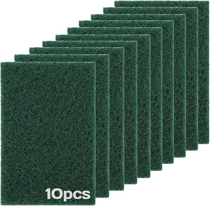 Heavy Duty Scouring Pad 10Pcs Scouring Pads Green Scrubbing Pads for Heavy Duty Cleaning Scrubbing Pads for Kitchen Bathroom Household Cleaning Dish Scrubber Scrubbing Sponges