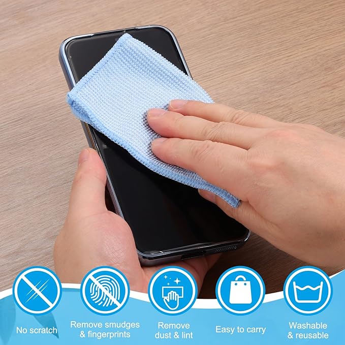 PATIKIL Glasses Cleaning Cloth 5.8" x 5.8", 6 Pcs Eyeglasses Polishing Cloth Soft Wipe Screen for Camera Lens Eyeglasses Screens Smart Devices, Blue