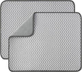SUBEKYU Dish Drying Mat for Kitchen Counter, Microfiber Absorbent Dishes Drainer/Rack Pads under Sink, 19.6 by 16.1 inches, Set of 2, Grey, Ripple