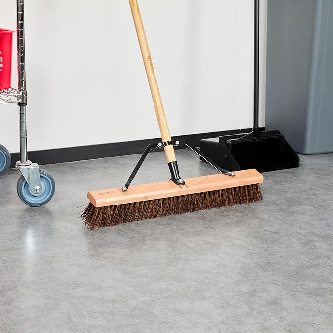 Restaurantware-BROOM HEAD ONLY: Clean Tek Professional 24-Inch Indoor Broom Head, 1 Heavy-Duty Push Cleaning Tool - Handle And Brace Sold Separately, Palmyra Bristles, Wooden, Outdoor Use