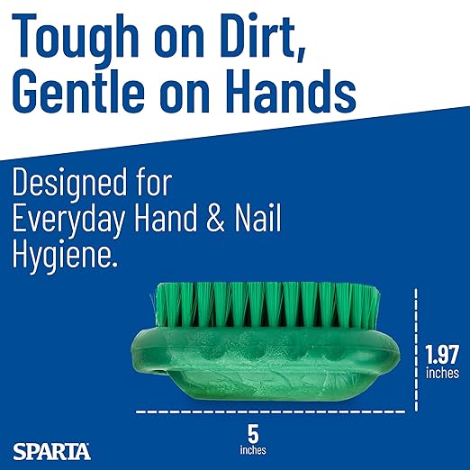 SPARTA 5 Inch Hand and Nail Brush with Stiff Polyester Bristles, Polypropylene Body, Color Coded Scrub Brush for Commercial Foodservice and Industrial Use, Green (Pack of 12)