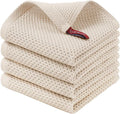 Homaxy 100% Cotton Waffle Weave Kitchen Dish Cloths, 4-Pack Ultra Soft Absorbent Dish Towels, Quick Drying Dish Rags, 12 x 12 Inches, Beige