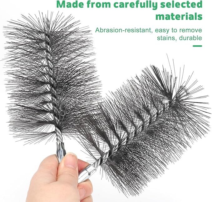 4" Chimney Steel Cleaning Brush with 1/4" Metric Thread Fitting for Insulated Chimneys, Stainless Steel or Metal Stove Pipes, Works with Most Chimney Rod Sets (4 Inch)
