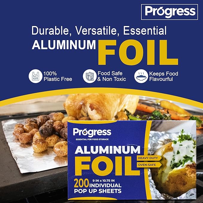 Pop-Up Aluminum Foil Wrap Sheets 9 x 10 3/4 Silver 200 per Box - Non-stick Heavy Duty aluminum foil sheets for Restaurants, Delis & Catering (9" x 10 3/4", 200)