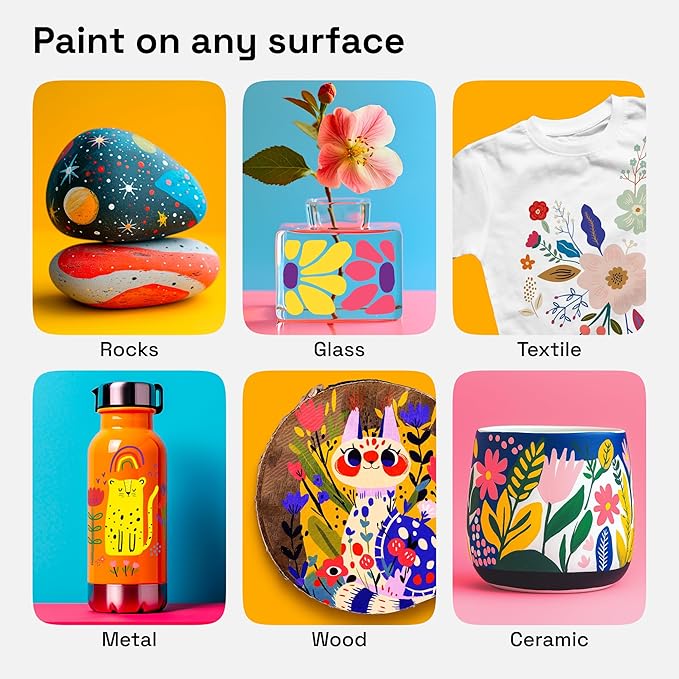 ARTISTRO 60 Acrylic Paint Markers - Paint Pens for Drawing, Brush + Fine Tips - For Fabric, Rock, Glass, Wood, DIY, Eggs - Art & Craft Supplies for Adults, Teens, Kids - Easter Basket Stuffers