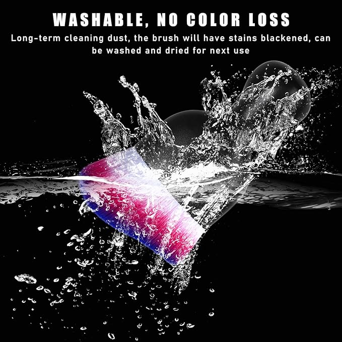 Car Interior Dust Brush, Soft Scratch Free Auto Detailing Brushes, Universal Vehicle Interior Cleaning Tool for Automotive Dashboard, Air Vents, Leather(White & Red & Blue)