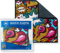Quick Cloth Microfiber Glasses Cleaning Cloths – 8x8, Popart, 1 Pack with Case | Double-Sided Lens Cleaner for Eyeglasses, Camera, Screens & Glass | Reusable Microfiber Glass Polishing Cloths