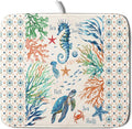 Giwawa Nautical Coastal Dish Drying Mat Sea Turtle Seahorse Dish Drainer Pad 16"x18" Microfiber Reversible Fast Dry Pad for Kitchen Counter Decor