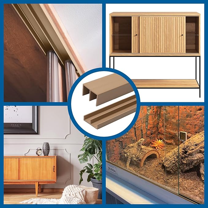 1/4" Panel Sliding Door Track - 36" Beige Plastic Upper & Lower Set, USA Made, Pack of 4 - Outwater