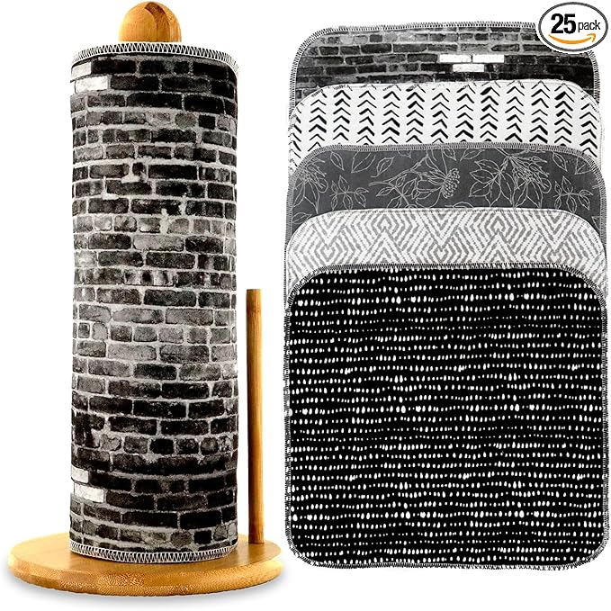 25 Pack Reusable Tissue Paperless Towel Roll Washable Cotton for Kitchen Towels Zero Waste Products Replacement Tissue (Neutral, 25)