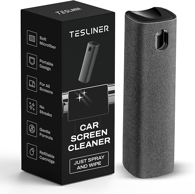Tesla Screen Cleaner, 2-in-1 Screen Cleaning Spray with Microfiber Cloth, Tesla Accessories for Model Y, Model 3, S, X, Cybertruck