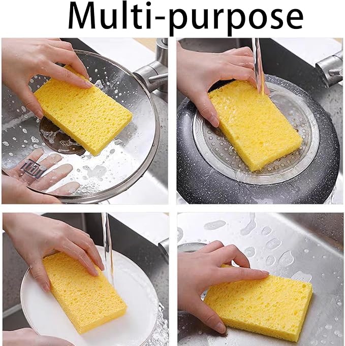 Cellulose Sponges for Dish,Heavy Duty Scrub Kitchen Sponge,Messes Without Scratching Sponges Kitchen,Pop Up Eco Sponges,DIY(10Pack)