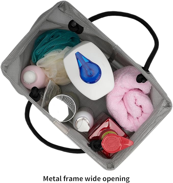 Bath Storage Shower Caddy Organizer for Bathroom, College Dorm, Camp, Gym (Small Grey)