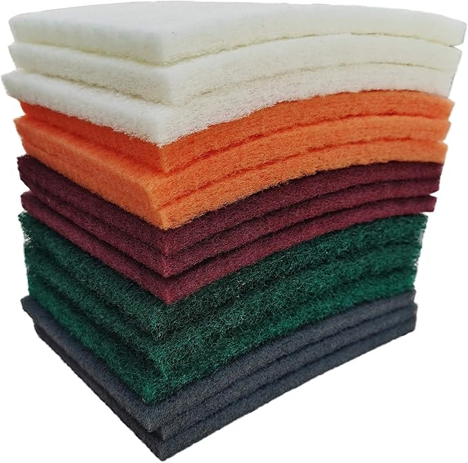 15 Pack 6 x 9 Inch Hand Pads Coarse Medium Fine Superfine 5 Different Specifications Assortment General Purpose Scouring Pad Ideal for Garden Tools and Grills,Automotive Body Tools