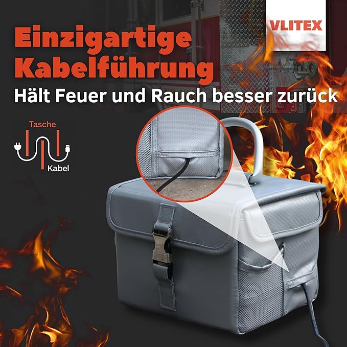 Lithium Battery Storage Box L (Large) | Engineered in Germany | Fireproof E-Fiberglass & Silicone Blend | Certified Lipo Safe Bag Container
