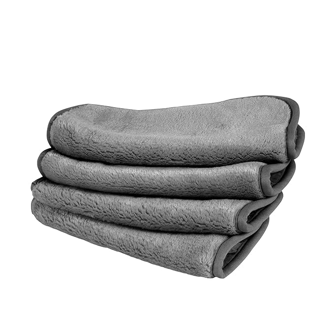 Eurow Reusable Makeup Remover Cloths, Soft Microfiber Face Towels for All Skin Types, Chemical-Free, Protective, Machine Washable, Gentle & Effective Facial Cleansing, 8"x8", Gray, 4-Pack