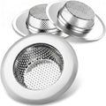 Helect 3-Pack Kitchen Sink Strainer, Stainless Steel Drain Filter with Large 4.5" Wide Rim, Dishwasher Safe, Anti-Clog Perforated Basket for Standard Drains, Garbage Disposals & Utility Tubs