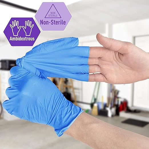 MED PRIDE Nitrile/Vinyl Blend Exam Gloves, Powder-Free, Latex-Free, Disposable, Non-Sterile, Blue, X-Large (Box of 100)