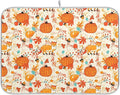 Fall Fox Dish Drying Mat for Kitchen Countertop 16x18 Autumn Chestnuts Pumpkin Berry Thanksgiving Day Small Drying Mat Reusable Quick Dry Dish Sink Mats Easy Clean Decorative Essentials